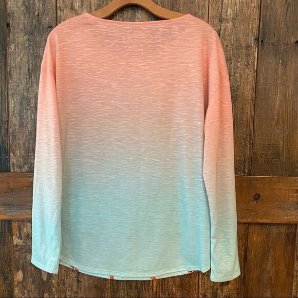 Leoma Lovegrove Sz M Orange Green Swimming Turtle Design Long Sleeve T-Shirt - Picture 4 of 10